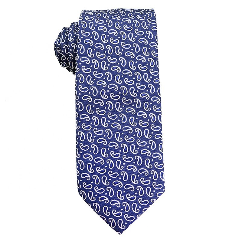 7.5 CM Micro Ties For Men Paisley 100% Polyester Men's Floral Ties Navy Blue Jacquard Woven Men's Luxury Ties Stock