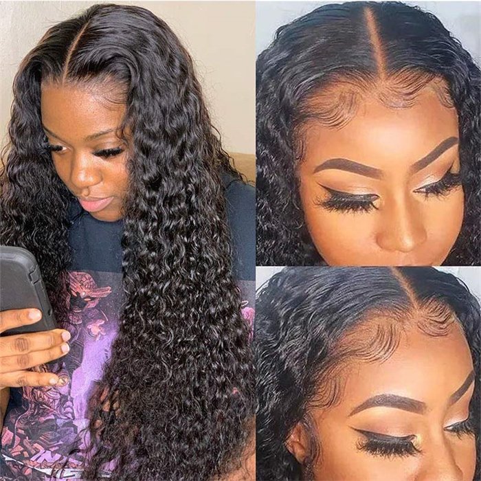 wholesale Deep Wave Hot Selling Transparent 5x5 Closure Lace Wigs Cheap Wholesale Virgin Natural Human Hair Lace Closure Wig