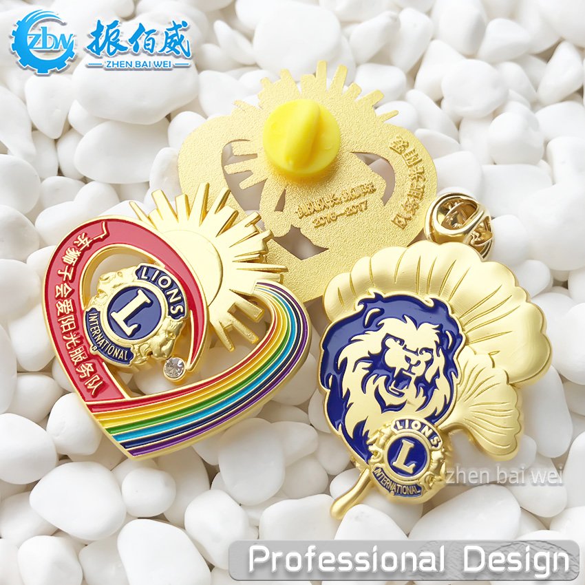 Wholesale custom Hard enamel pin metal lapel logo hat pins personalized lions club badges soft enamel pin