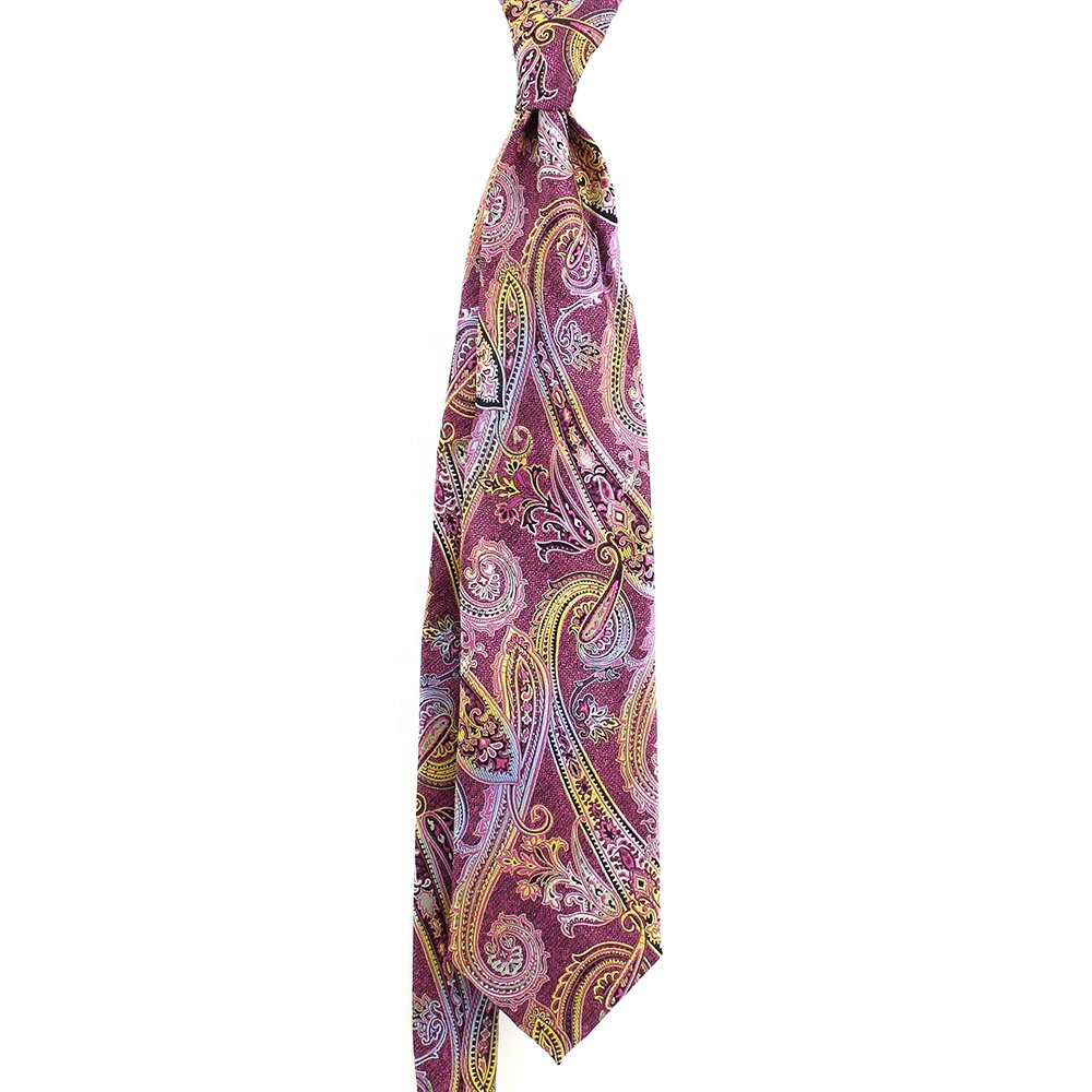 Men Male China Shengzhou Necktie Wholesale Coloured Striped Lining Microfiber Handmade 100 Polyester Woven Wide Red Paisley Tie