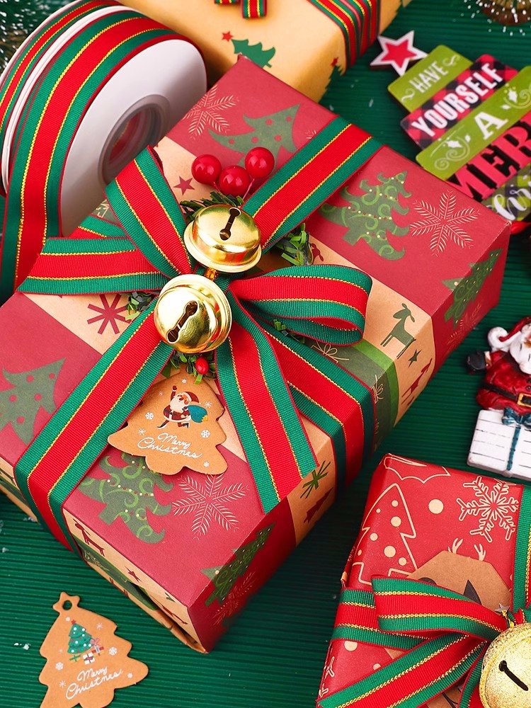 Christmas Ribbon for Gift Wrap Wholesale color 1 satin tie cake decoration woven green bronzing