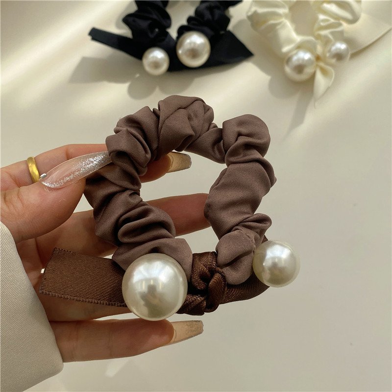 New Pearl Large Hair Rope Candy Color Rubber Band Ties Hair ScrunchiesHair Rope Candy Color Rubber Band Simple Hair Scrunchies