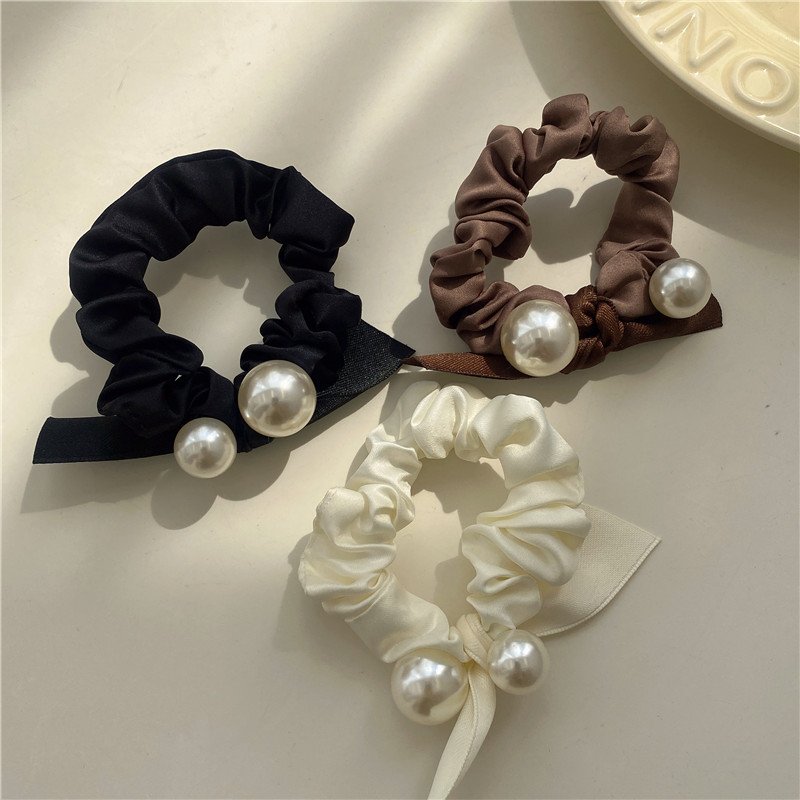 New Pearl Large Hair Rope Candy Color Rubber Band Ties Hair ScrunchiesHair Rope Candy Color Rubber Band Simple Hair Scrunchies