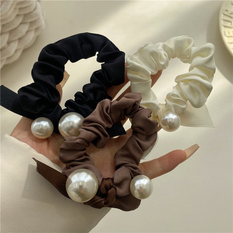 New Pearl Large Hair Rope Candy Color Rubber Band Ties Hair ScrunchiesHair Rope Candy Color Rubber Band Simple Hair Scrunchies