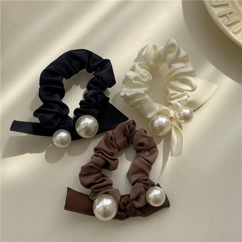 New Pearl Large Hair Rope Candy Color Rubber Band Ties Hair ScrunchiesHair Rope Candy Color Rubber Band Simple Hair Scrunchies