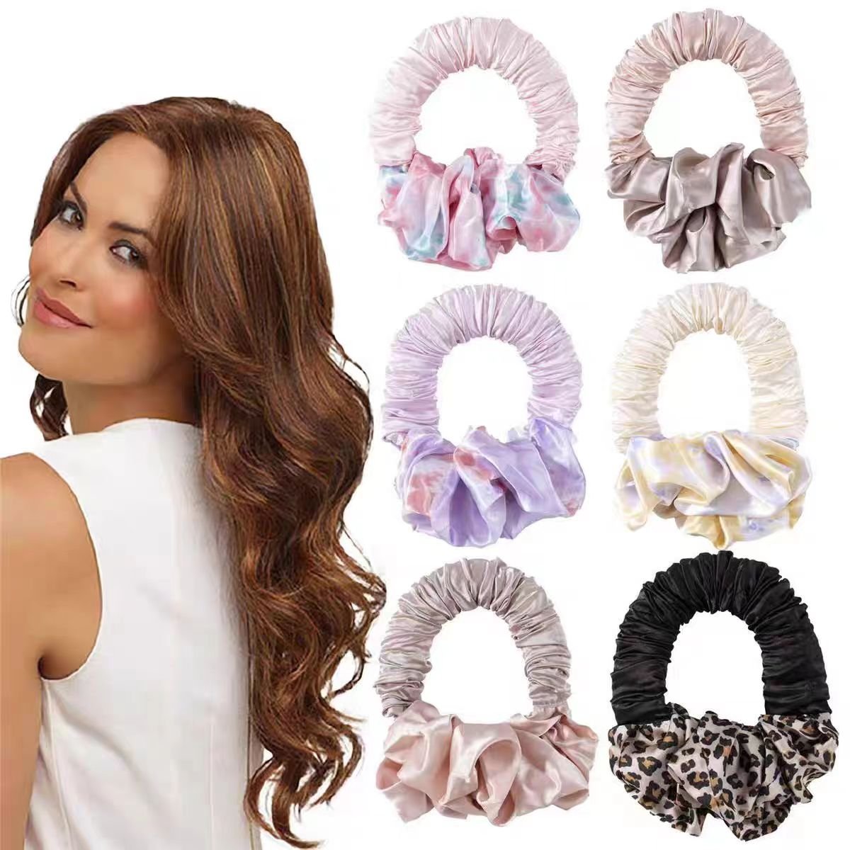wholesale Flexible Heatless Silk soft hair curlers roller curling 100% mulberry silk heatless hair curling iron