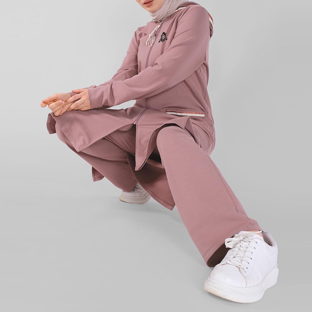 Plus Size Muslim Sportswear Tracksuit Women Cotton Two Piece Set Sweatshirt Sweatpants Sports Wear Long Sleeve Arab Clothes