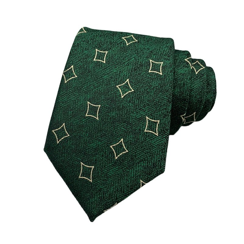 Wholesale High Quality Designer 7cm Luxury Casual Official Mens Green Striped Solid Dot Polyester Neck Ties