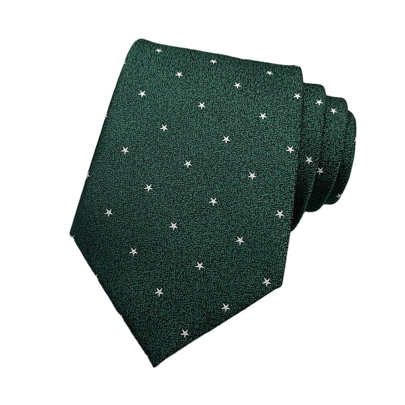 Wholesale High Quality Designer 7cm Luxury Casual Official Mens Green Striped Solid Dot Polyester Neck Ties
