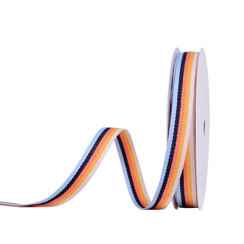 Ribest Colorful Custom Polyester Woven Stripe Ribbon For Gift Boxes Packaging Clothing Accessories Wholesale