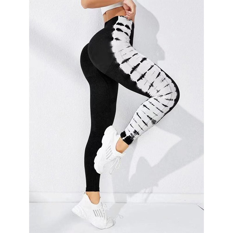 New arrival tie dye contrasting colors seamless gym leggings quick drying breathable yoga pants for women