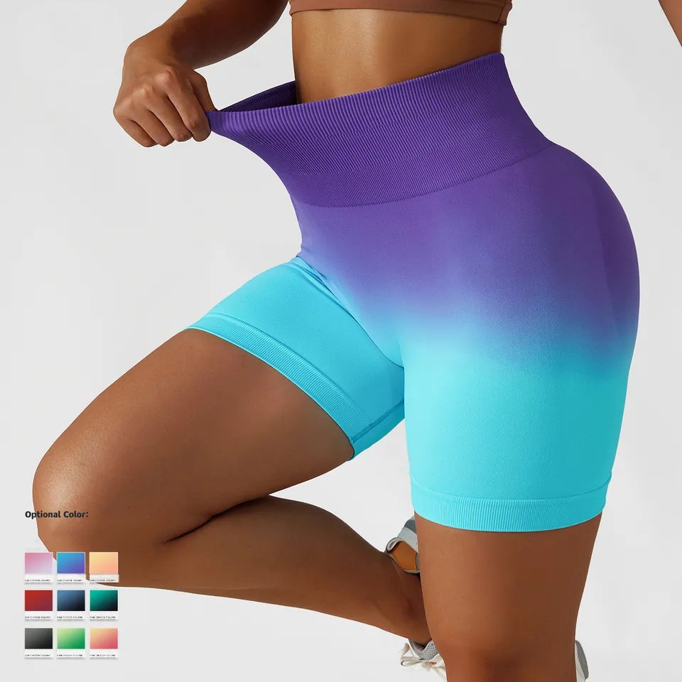Custom Sportswear High Waist Sexy Women High Impact Sports Shorts Tight Seamless Gym Fitness Tie Dye Scrunch Butt Yoga Shorts