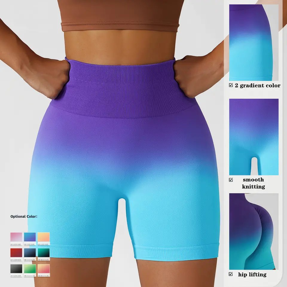Custom Sportswear High Waist Sexy Women High Impact Sports Shorts Tight Seamless Gym Fitness Tie Dye Scrunch Butt Yoga Shorts