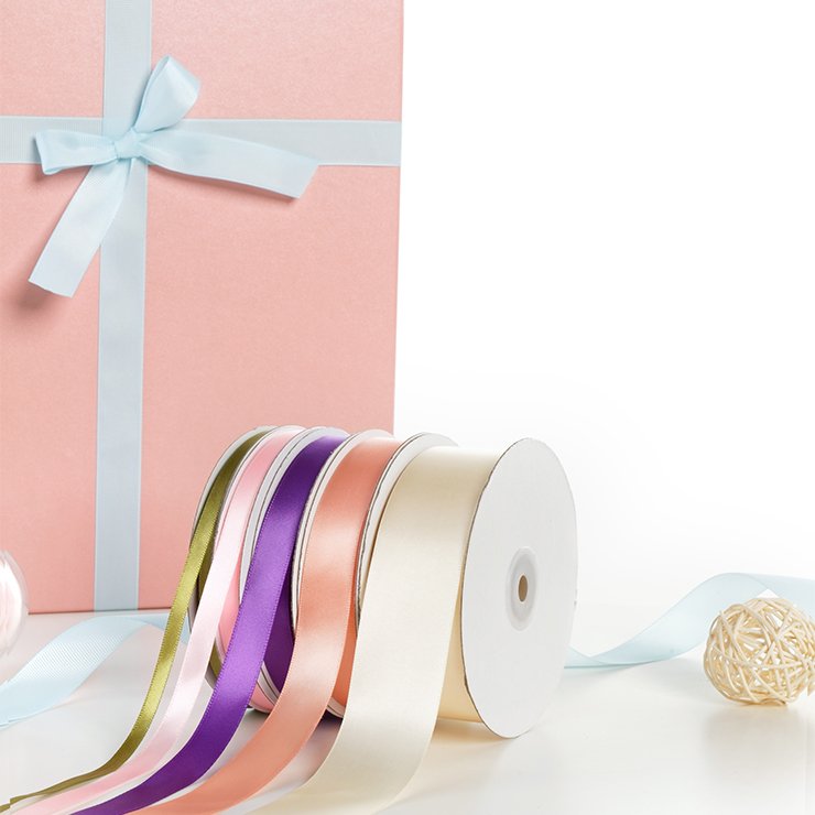 Factory Wholesale 100% Polyester 38mm Satin Ribbons Customized Single Face Bow Pattern Sustainable Satin Rolled Gift Decorations