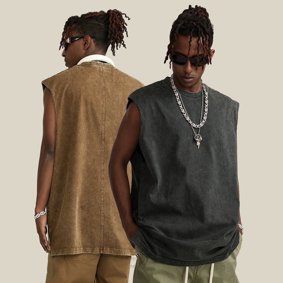 2024 Summer Hot Sale Tank Top Custom Logo 100% Cotton Streetwear Heavy Weight Sleeveless Vest Vintage Acid Wash Tank Top For Men