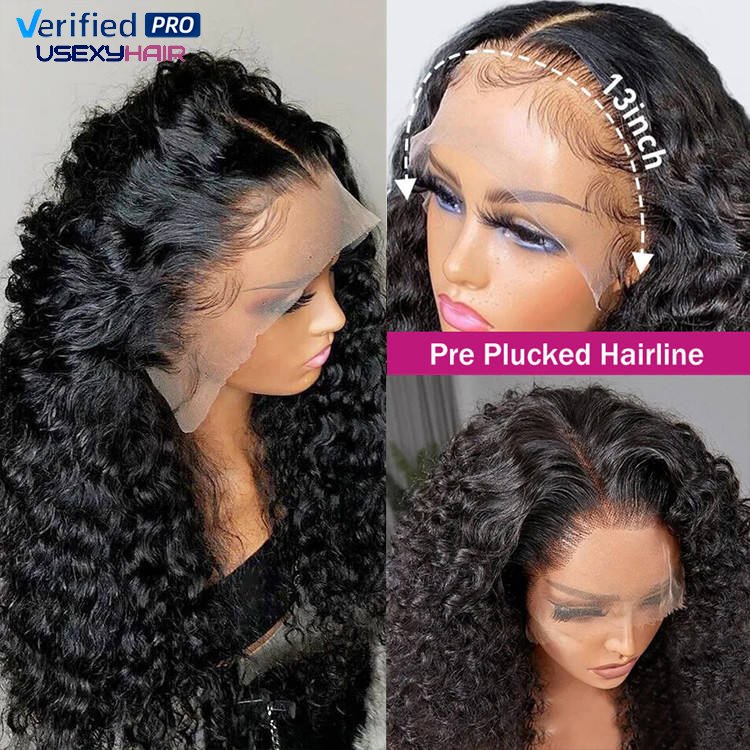 300 Density Wholesale Glueless Raw Virgin Hair Wig lace front Pixie Deep Curly Wig Full Hd Lace Frontal Brazilian Human Hair Wig