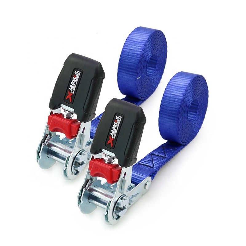Custom Logo 1 Inch 25mm 800kg Rubber Handle Heavy Duty Lashing Tie Down Strap Ratchet Straps