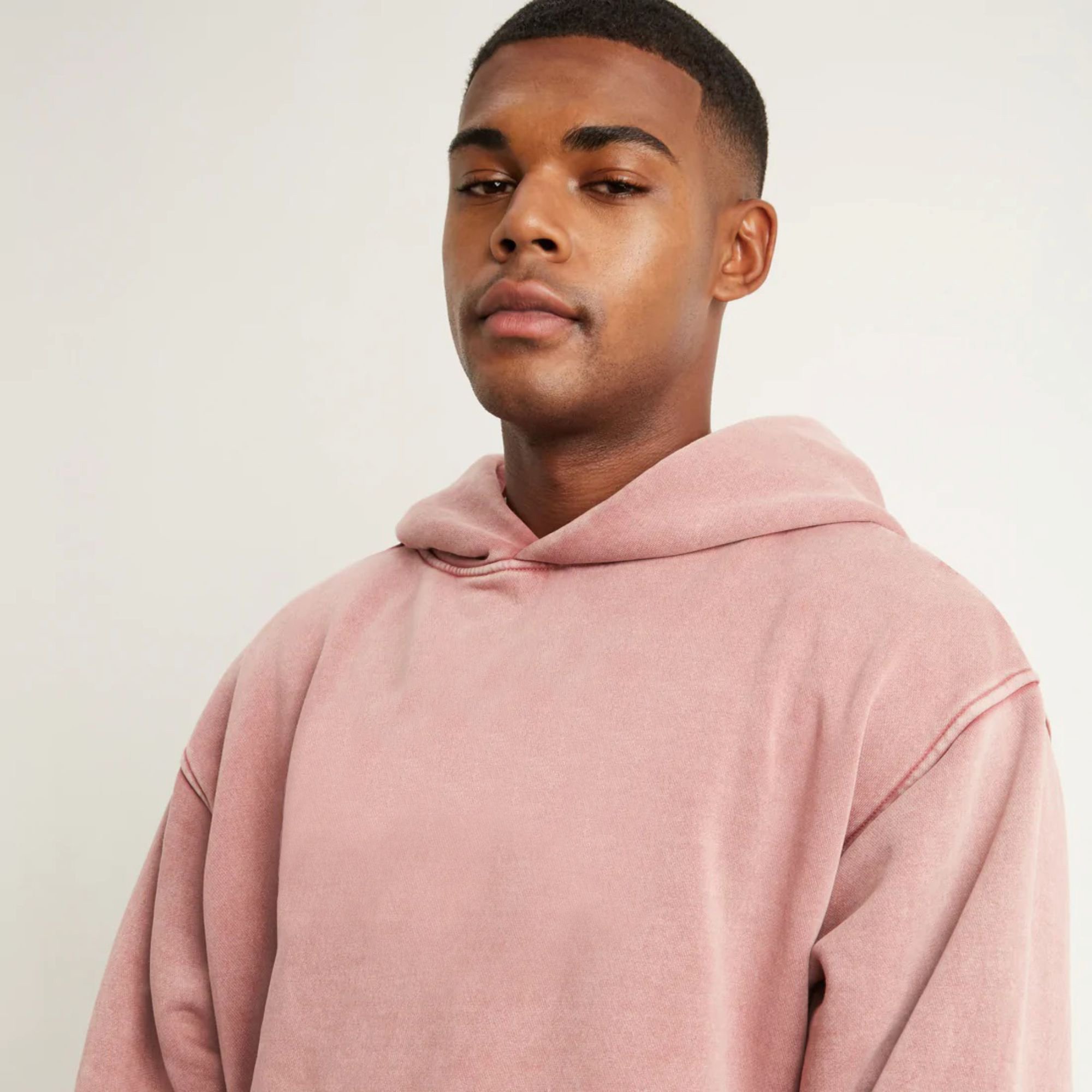 Men's Oversized Acid Wash Hoodie Vintage French Terry Cotton Fleece Sweatshirt Streetwear with Embroidered Logo for Winter