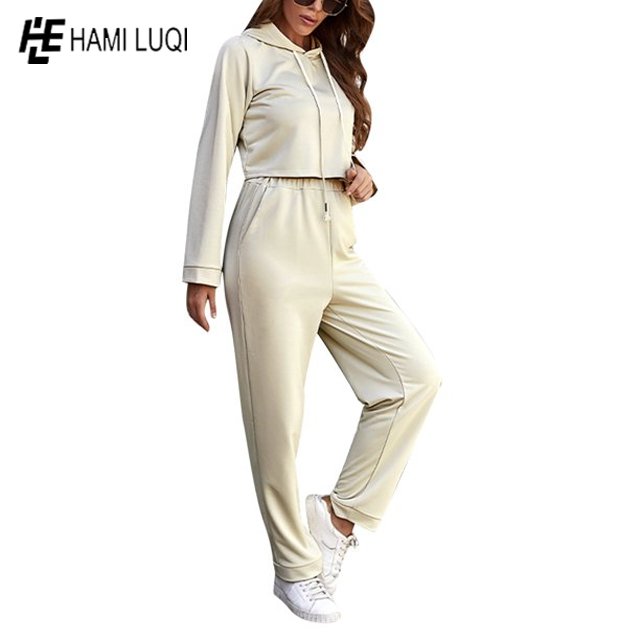 Plain color Women's 2 Piece Workout Tracksuit Workout Tracksuit Jogger Pants Sweatsuit Workout Set Jogging Suits women's Sets