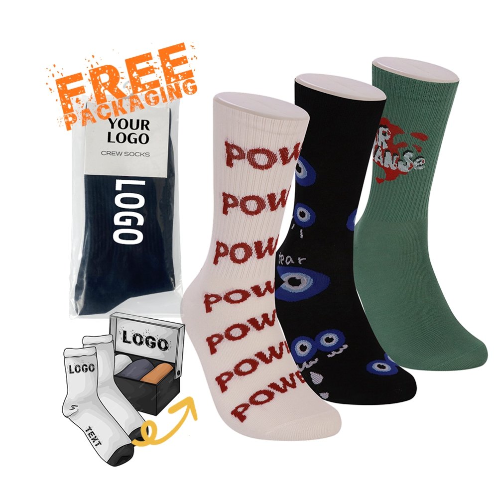 Custom Design Men Knitting Crew Sock Custom Made Cotton Casual Sock With Logo
