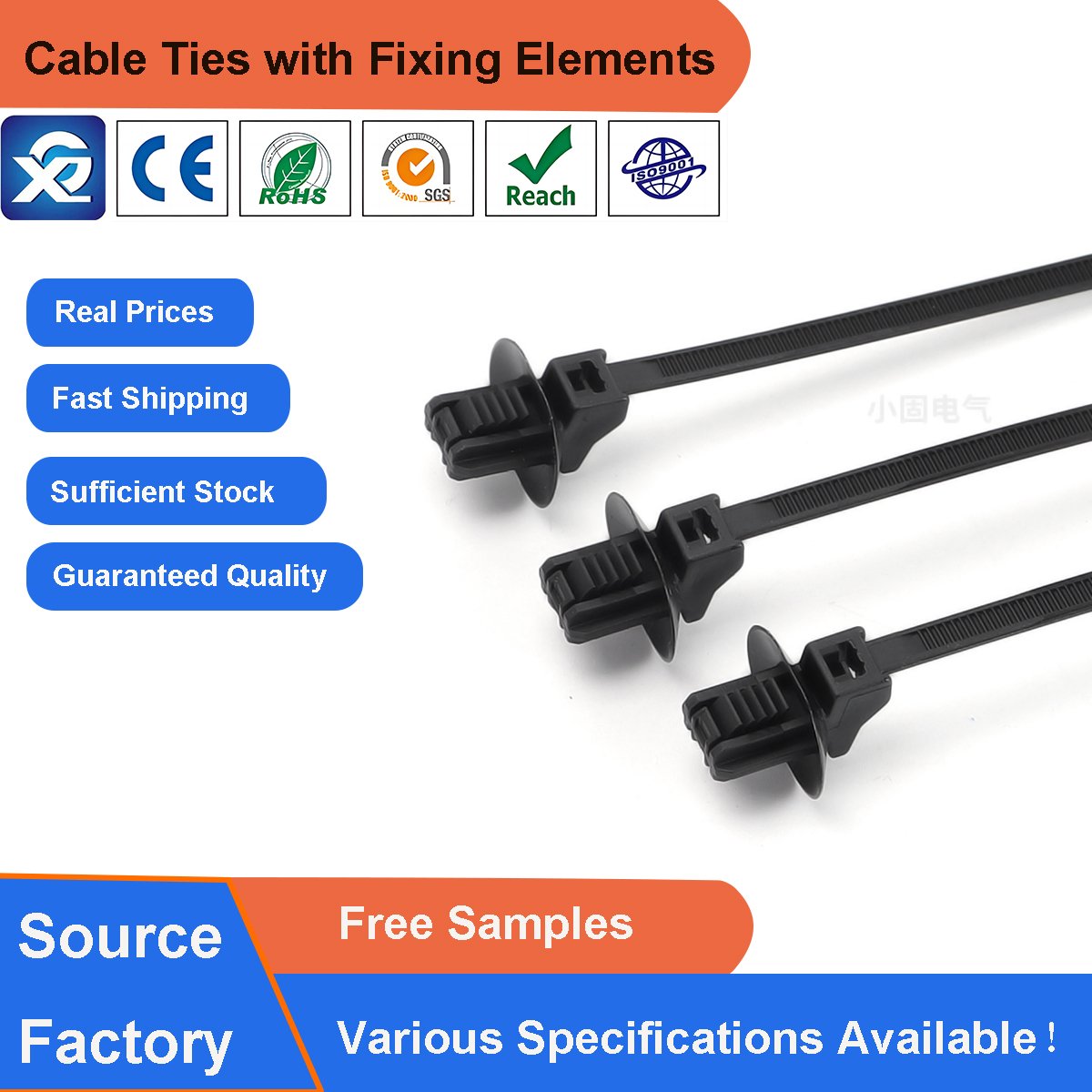 Ready to Ship Professional Click-Fastening: Push Mount Style Cable Zip Ties for Oval Hole Precision