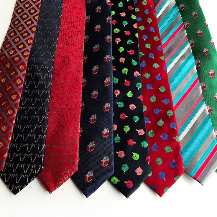 Factory Festival Theme Red Blue Printed 8cm Novelty Xmas Tree Elk Pattern Ties Santa Claus Snowflake Necktie Christmas Neck Tie