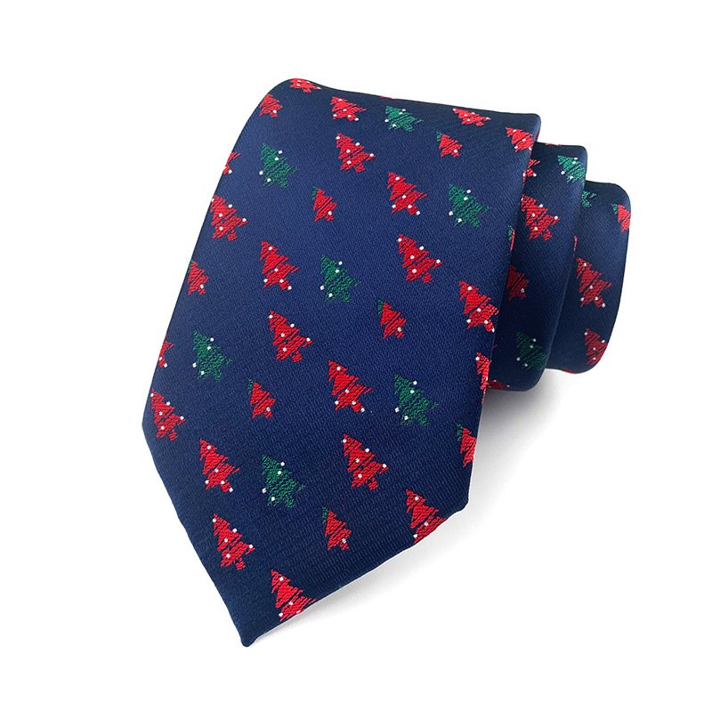 Factory Festival Theme Red Blue Printed 8cm Novelty Xmas Tree Elk Pattern Ties Santa Claus Snowflake Necktie Christmas Neck Tie