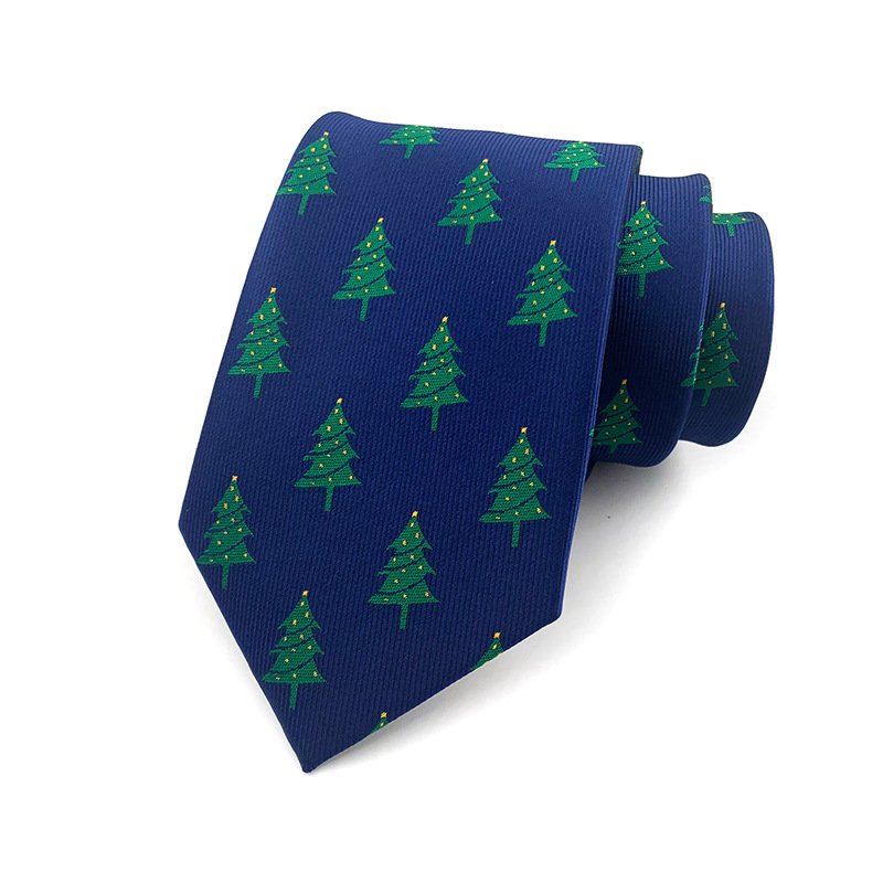 Factory Festival Theme Red Blue Printed 8cm Novelty Xmas Tree Elk Pattern Ties Santa Claus Snowflake Necktie Christmas Neck Tie