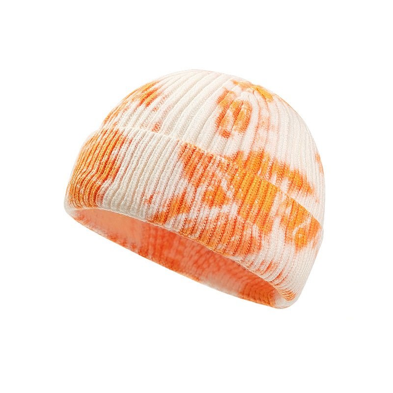 2022 Winter Ladies Knitted Hats Tie Dye Wool Curled Beanie Outdoor Warm Thick Knitted Hat