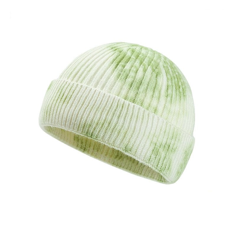 2022 Winter Ladies Knitted Hats Tie Dye Wool Curled Beanie Outdoor Warm Thick Knitted Hat