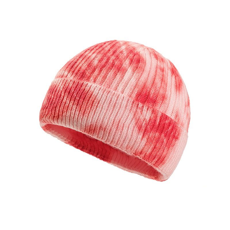 2022 Winter Ladies Knitted Hats Tie Dye Wool Curled Beanie Outdoor Warm Thick Knitted Hat