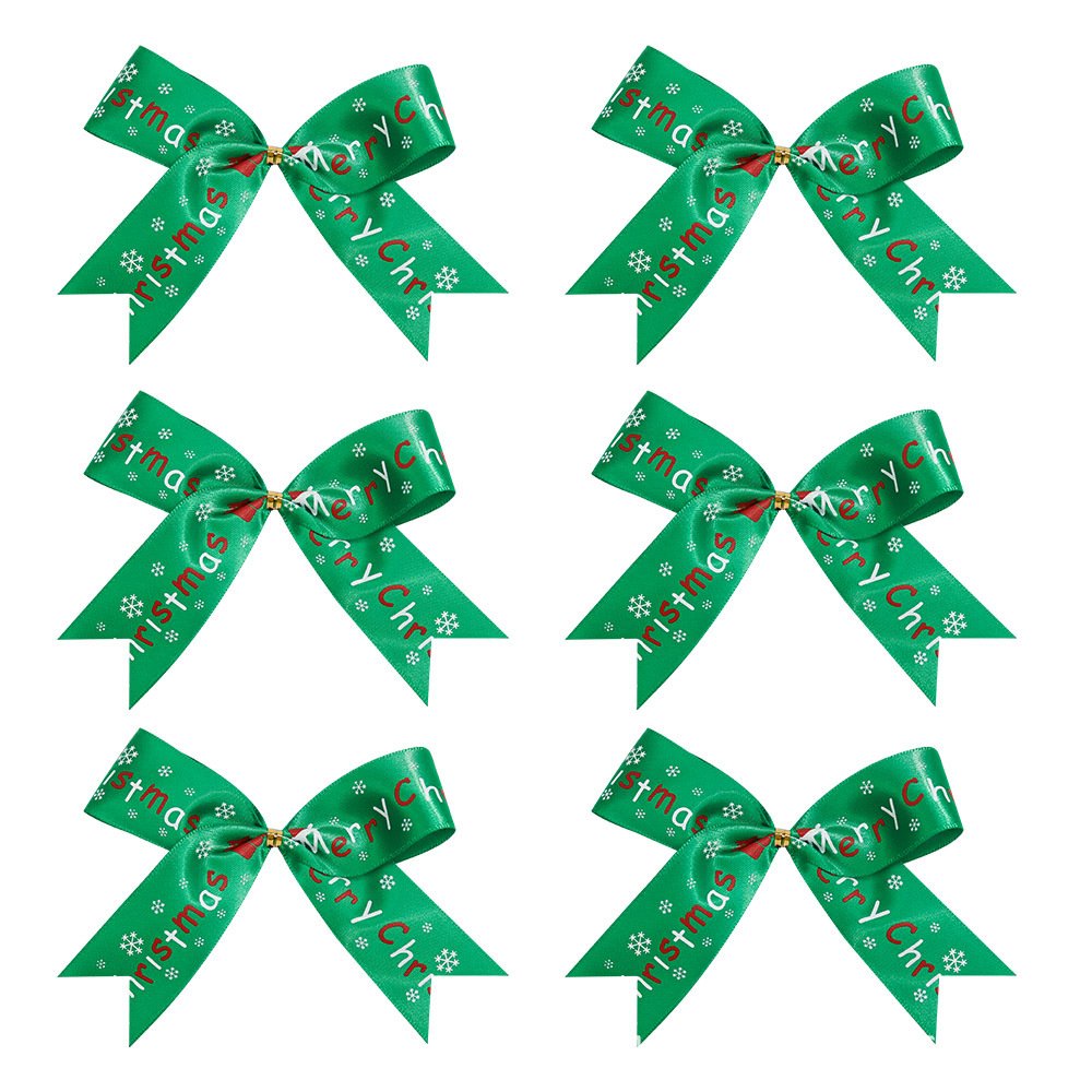 Christmas Decoration Pre-Tie Satin Ribbon Bow Custom Logo With Gift Ribbon Bow
