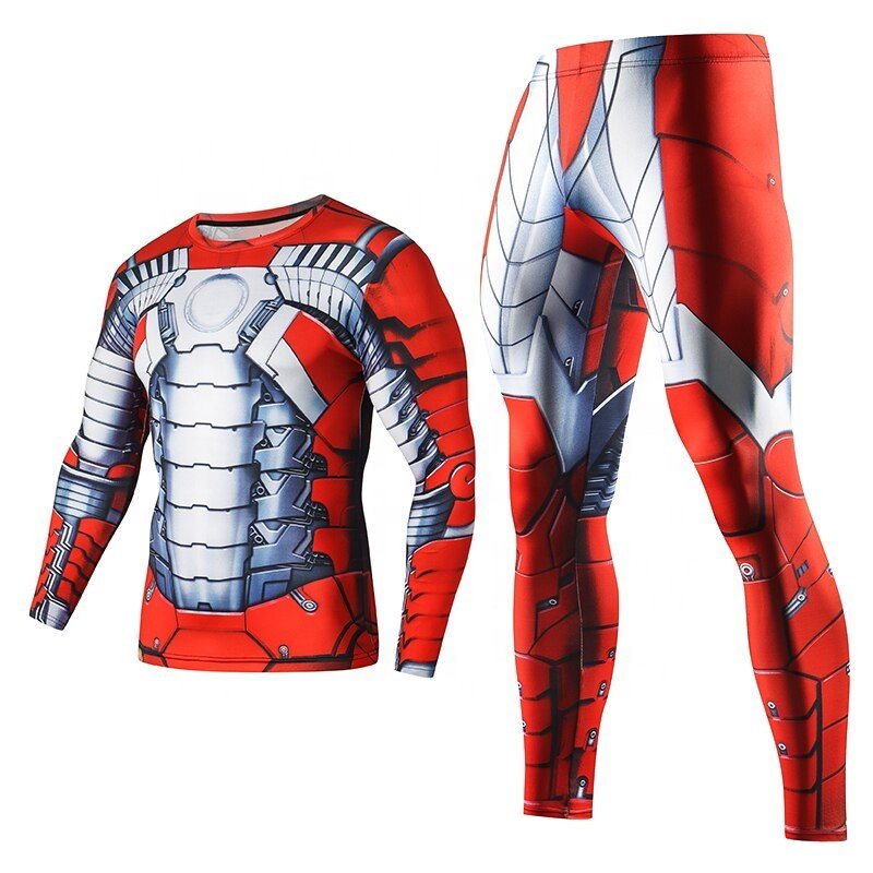 3D Print Compression Men's Sets Gym Trained Clothes Suit Workout Jogging Sportswear