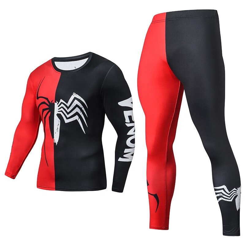 3D Print Compression Men's Sets Gym Trained Clothes Suit Workout Jogging Sportswear