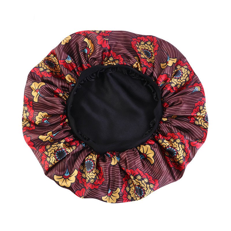 Wholesale Shower Cap custom print ANKARA women fashion night sleep cap designer satin hair durag headband bonnet