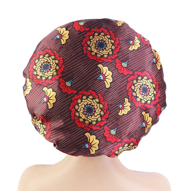 Wholesale Shower Cap custom print ANKARA women fashion night sleep cap designer satin hair durag headband bonnet
