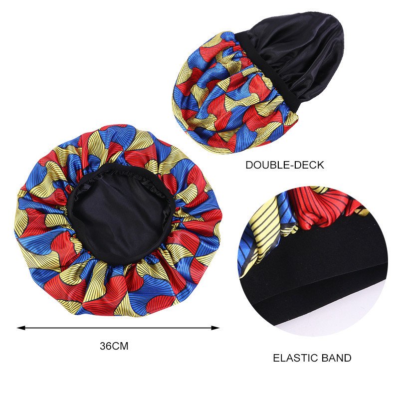 Wholesale Shower Cap custom print ANKARA women fashion night sleep cap designer satin hair durag headband bonnet