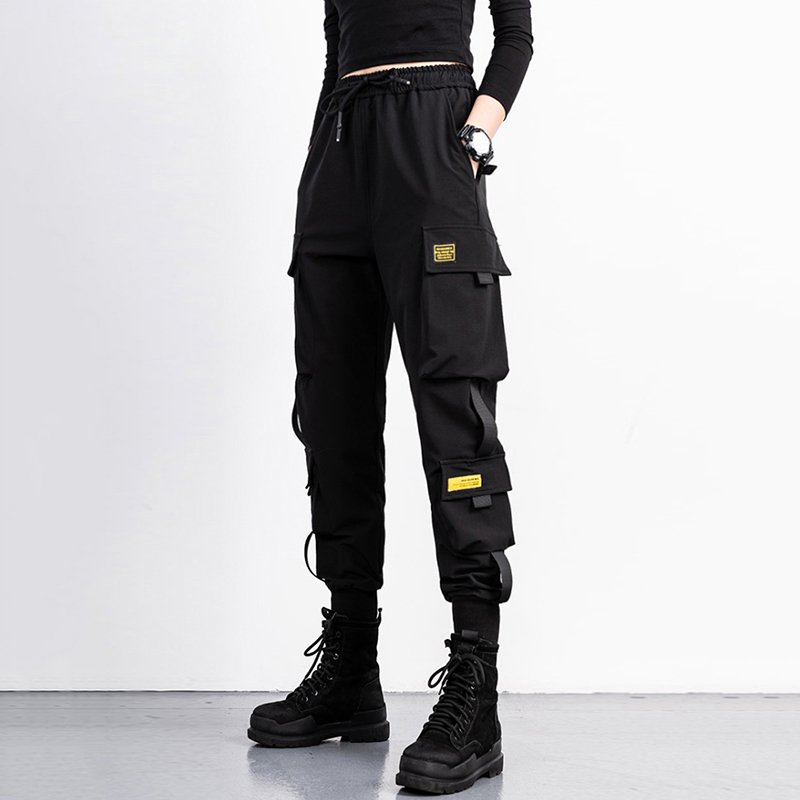 Custom OEM Manufacturer Vintage Pockets High Waist Streetwear baggy Casual ladies Long parachute Cargo Pant for women Trousers