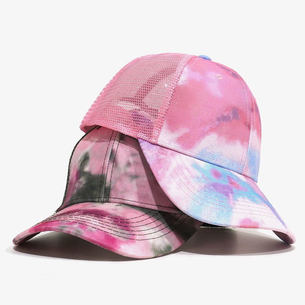 Blank Tie Dye Baseball Cap Custom Logo All Over Printing Tie-dye Mesh Trucker Hat Unisex Outdoor Beach Gorras OEM Plain Dad Hat