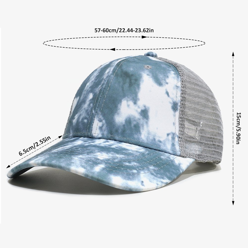 Blank Tie Dye Baseball Cap Custom Logo All Over Printing Tie-dye Mesh Trucker Hat Unisex Outdoor Beach Gorras OEM Plain Dad Hat