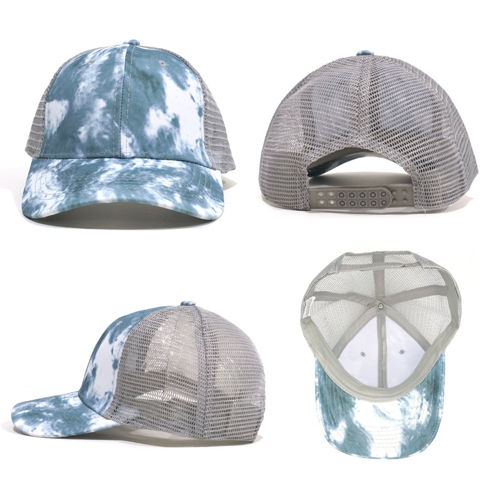 Blank Tie Dye Baseball Cap Custom Logo All Over Printing Tie-dye Mesh Trucker Hat Unisex Outdoor Beach Gorras OEM Plain Dad Hat