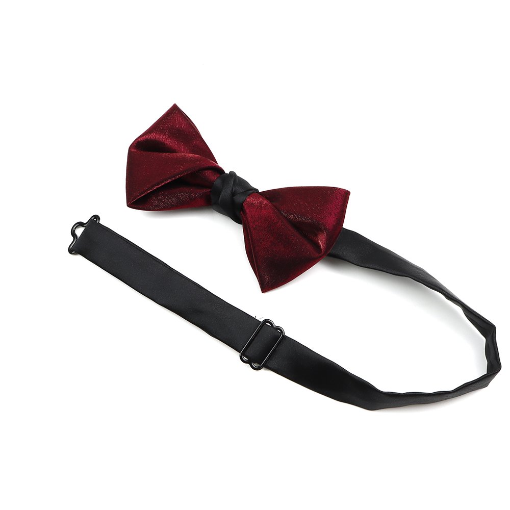 Bright silk bow, double burgundy red polyester bow tie, men's casual party gift