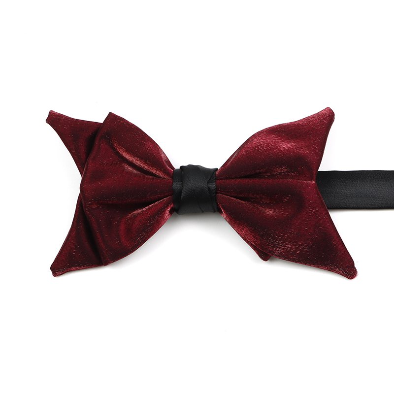 Bright silk bow, double burgundy red polyester bow tie, men's casual party gift