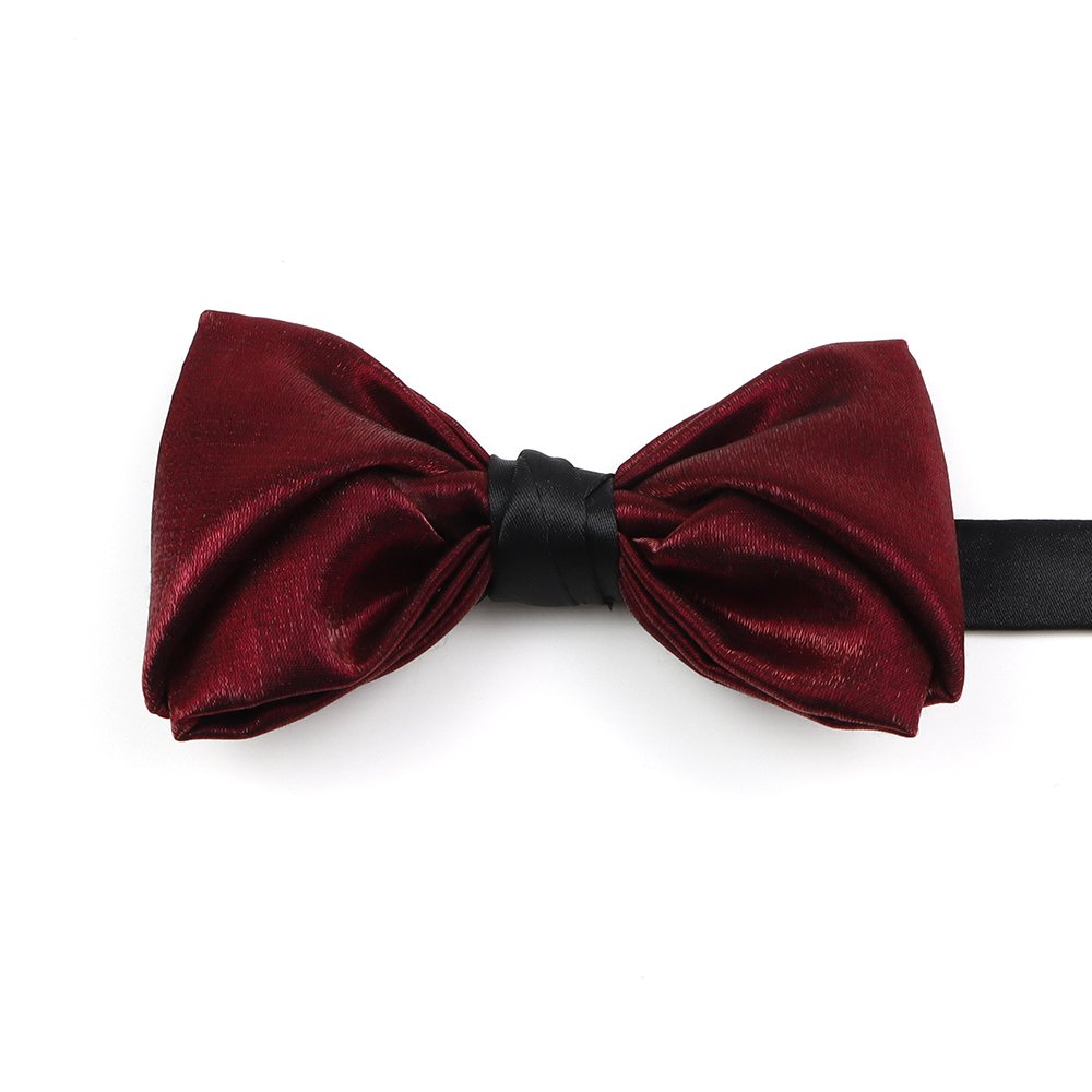 Bright silk bow, double burgundy red polyester bow tie, men's casual party gift