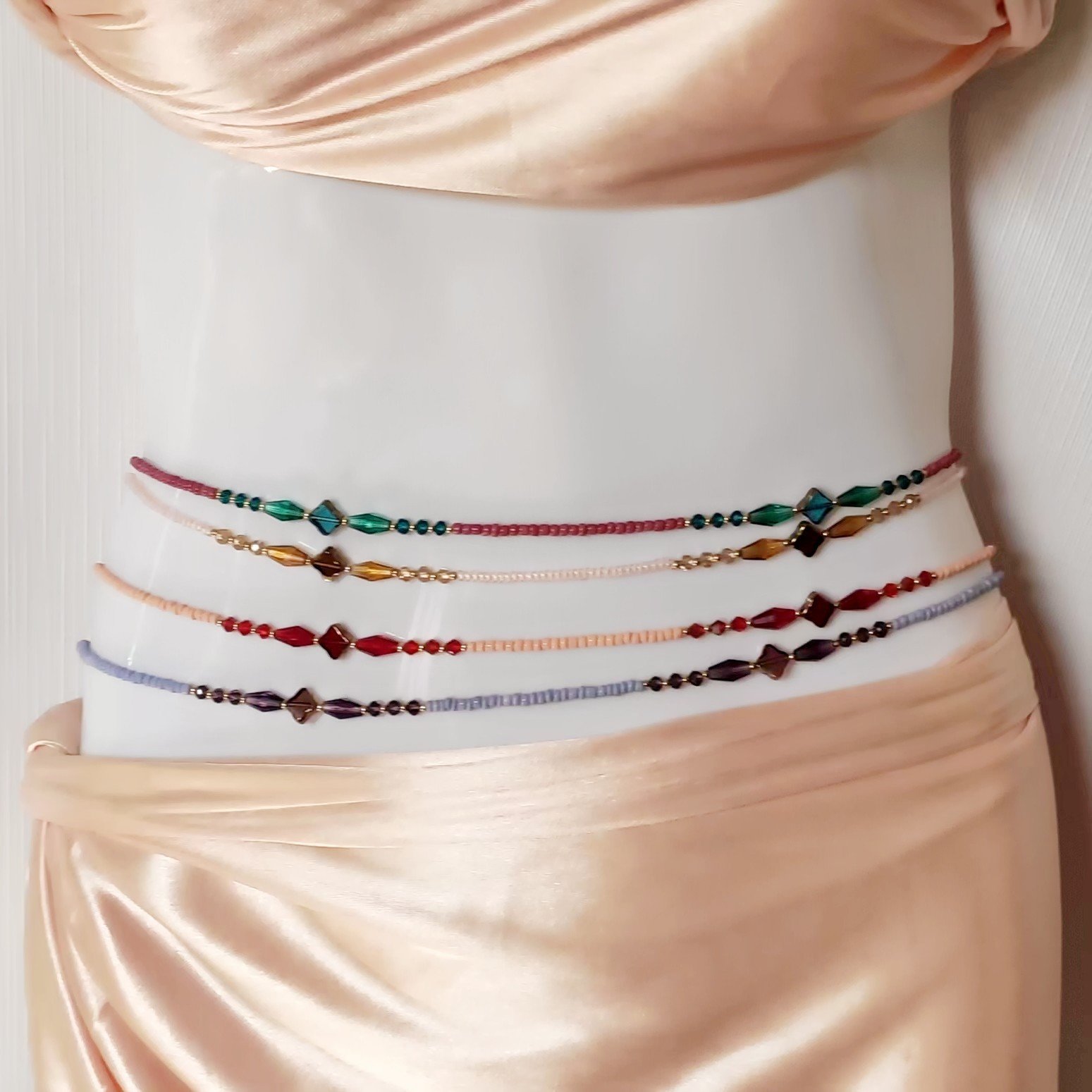 2024 New Love waist bead chain crystal chain and tie adjustable African waist chain bead wholesale