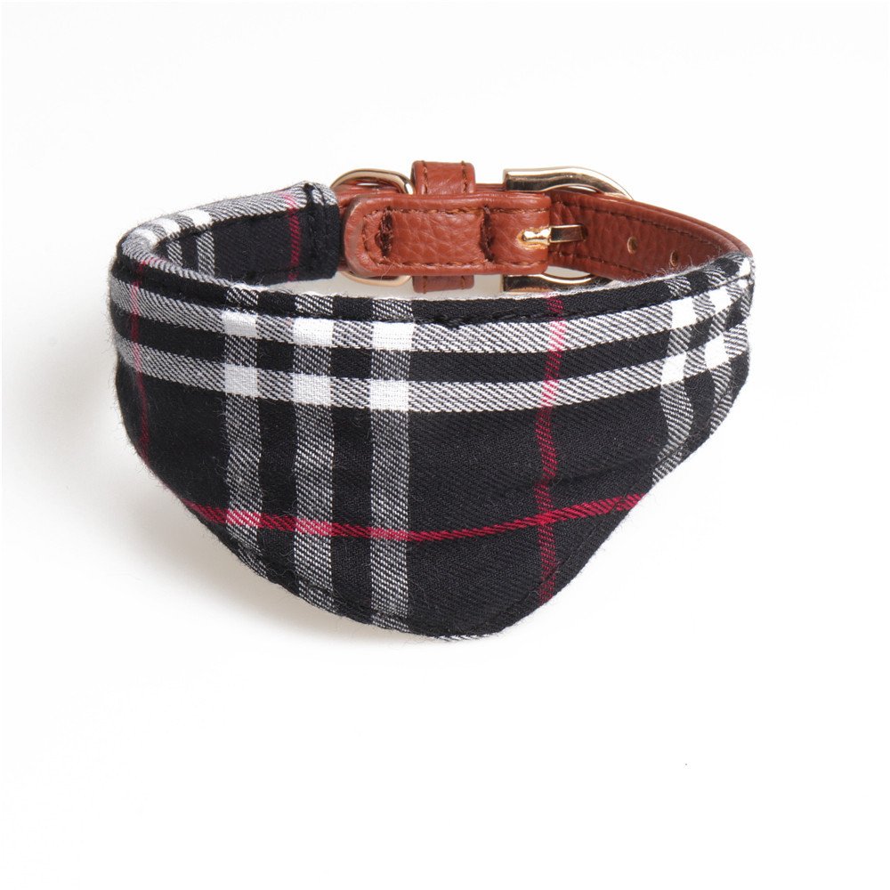 Custom Wholesale Personalized Plaid Bowtie Bandana Set Pet Collar Bow Knot Leather Dog Collars Pet Collar For Dogs