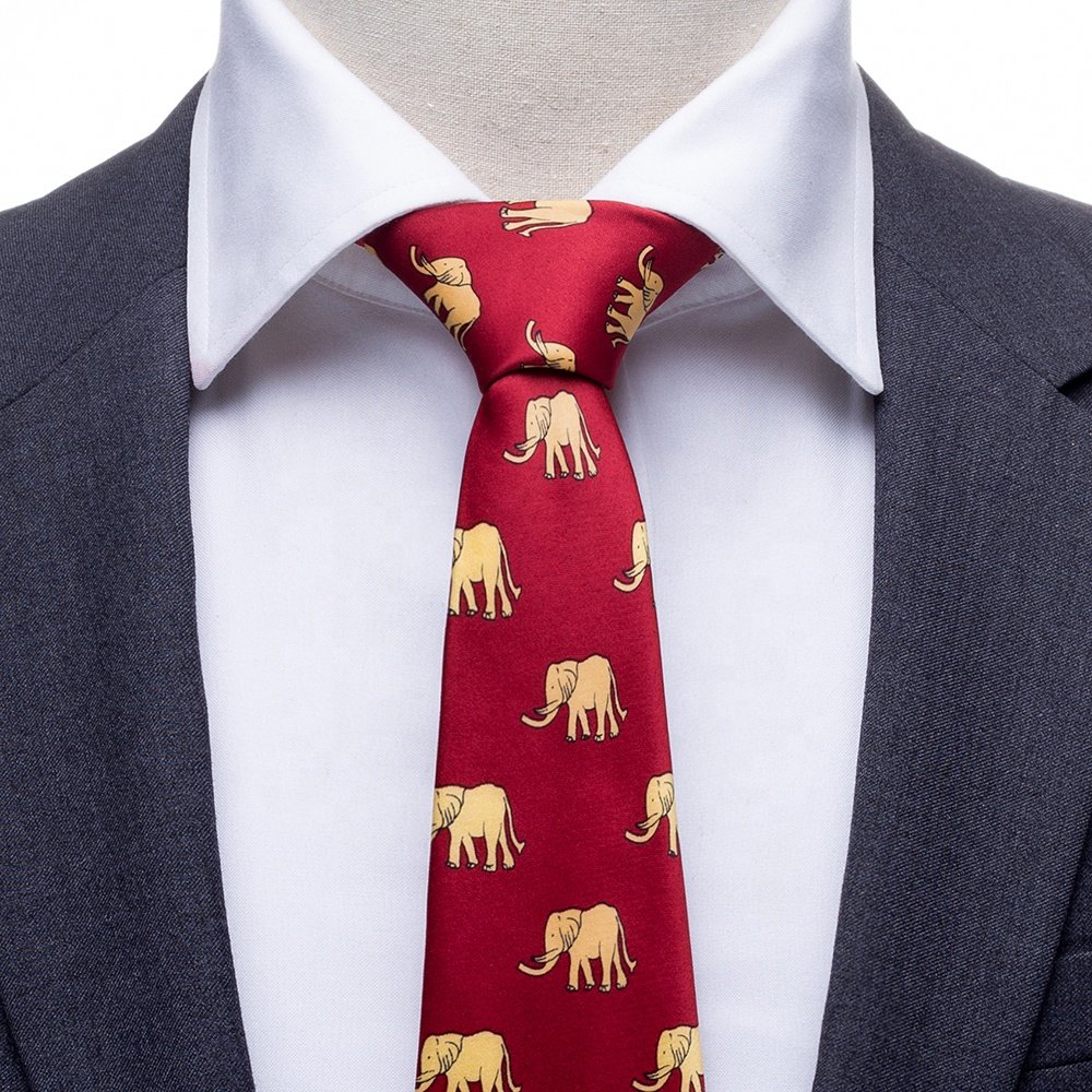 Suppliers wholesale Digital Printing Tie Elephant Animal Design Necktie Polyester Ties For Men Accessories