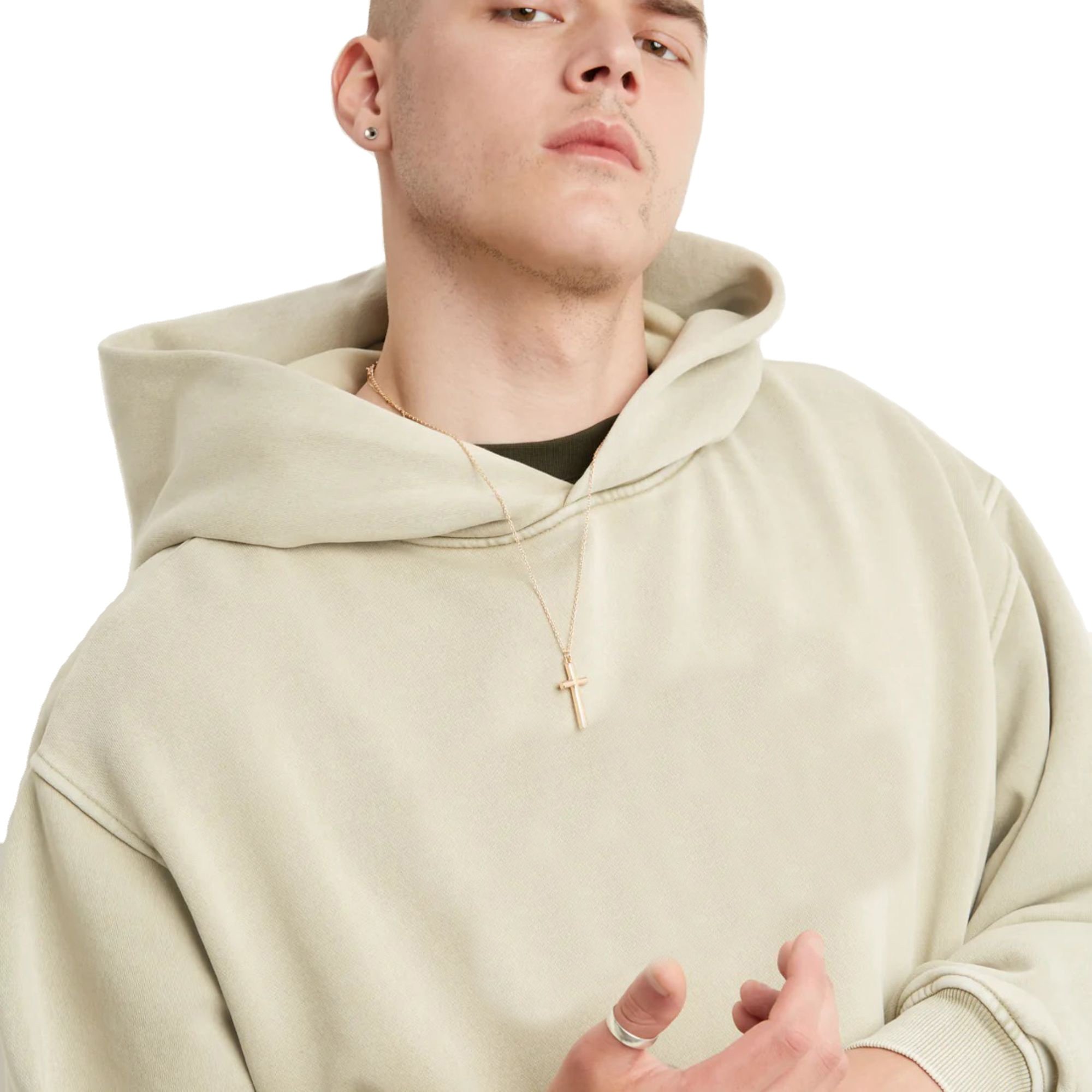 Men's Oversized Acid Wash Pullover Hoodie Heavyweight Cotton No Drawstring Streetwear Patches Custom Embroidery Plus Winter