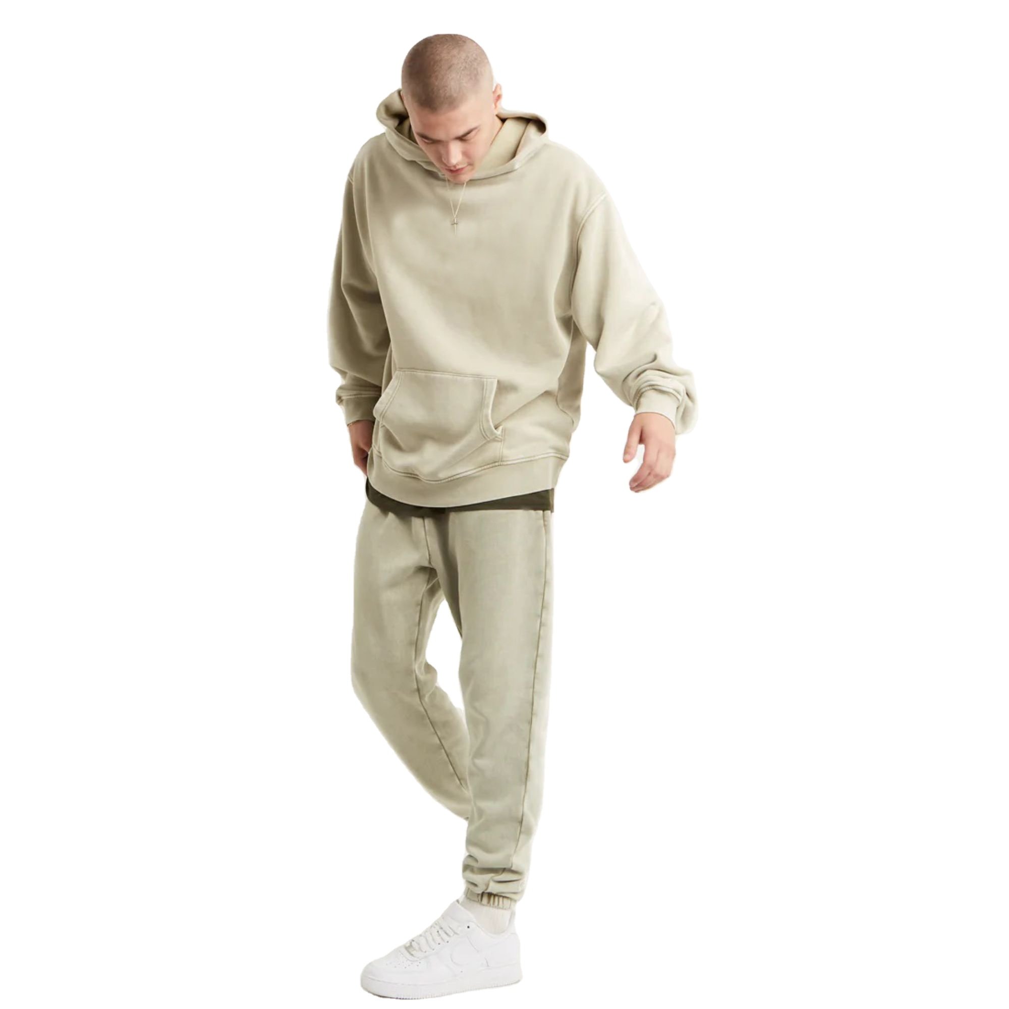 Men's Oversized Acid Wash Pullover Hoodie Heavyweight Cotton No Drawstring Streetwear Patches Custom Embroidery Plus Winter