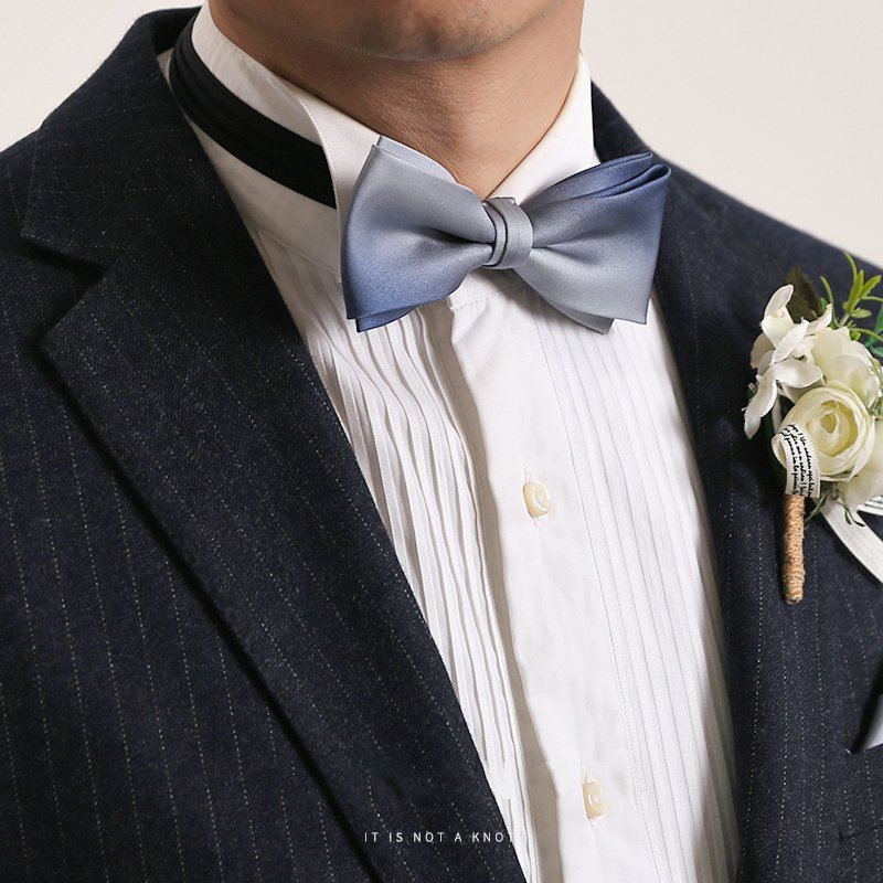 High Quality Custom Men gradient Pre-Tied Bow Tie Adjustable Double Layer Bow Tie